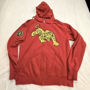 Three Floyd's Brewing Fullzip Red Hoodie YumYum Beer Sz XL Three Eyed‎ Black Cat